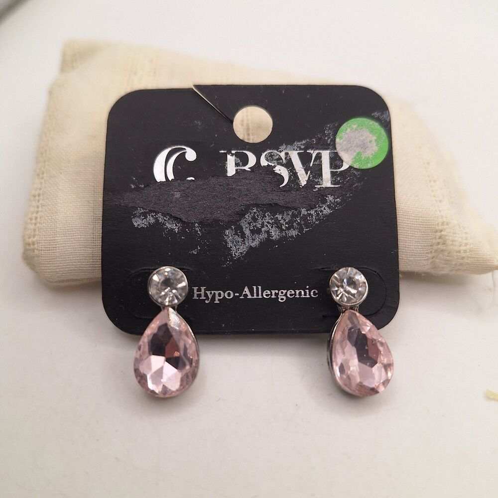 charming charlie RSVP Clear & Pink Teardrop Stud Earrings